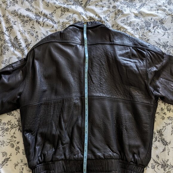 Black Leather Bomber Jacket - Picture 13 of 16